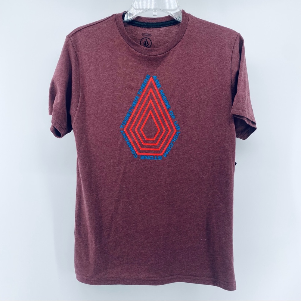 Volcom Women's Modern Fit Radiation Tee Size Large Maroon Logo Graphic